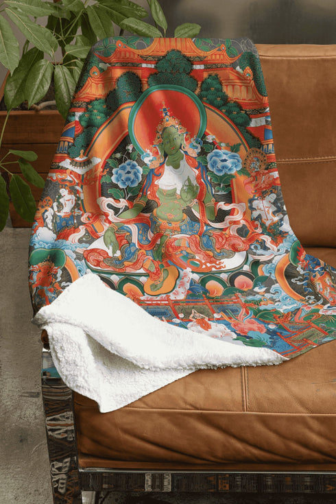 Green Tara Thangka Blanket